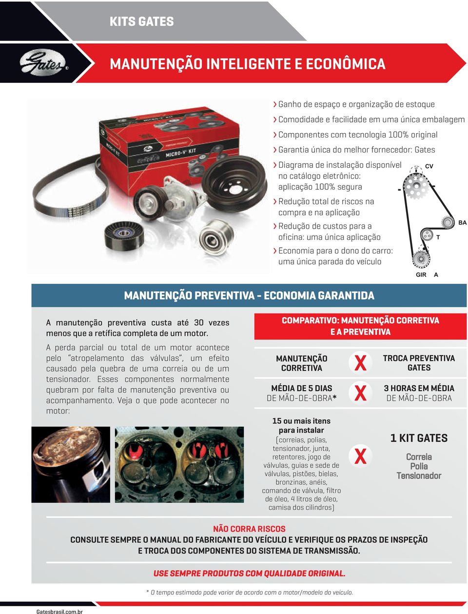 aplicação Economia para o dono do carro: uma única parada do veículo MANUTENÇÃO PREVENTIVA - ECONOMIA GARANTIDA UP GIR CV T A BA A manutenção preventiva custa até 30 vezes menos que a retífica