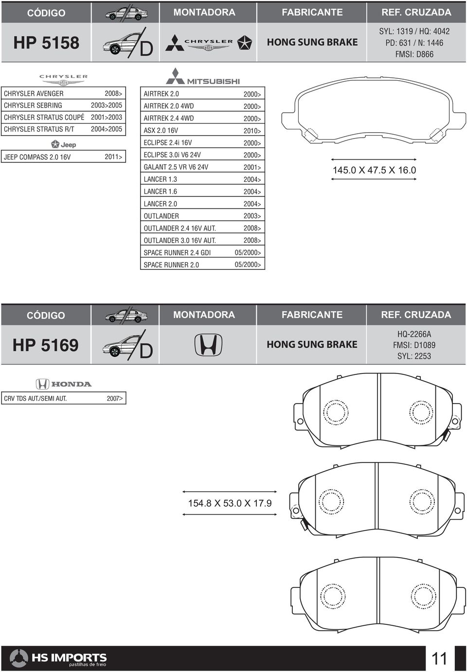 5 VR V6 24V LANCER 1.3 2001> 2004> 145.0 X 47.5 X 16.0 LANCER 1.6 2004> LANCER 2.0 2004> OULANER OULANER 2.4 16V AU. OULANER 3.0 16V AU.