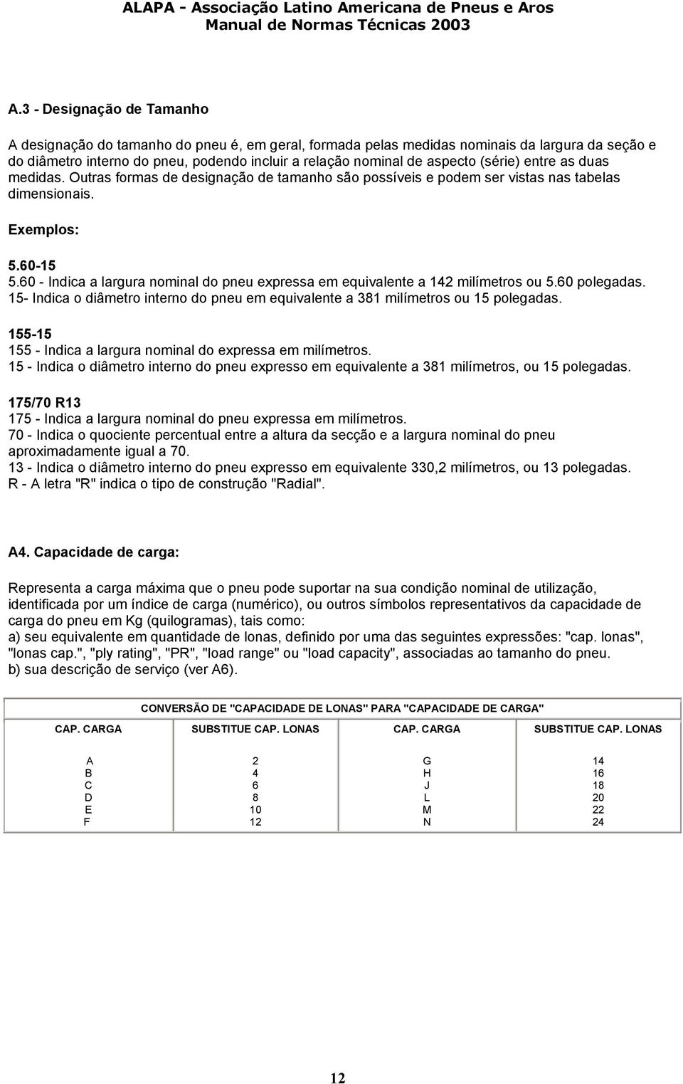 60 - Indica a largura nominal do pneu expressa em equivalente a 142 milímetros ou 5.60 polegadas. 15- Indica o diâmetro interno do pneu em equivalente a 381 milímetros ou 15 polegadas.