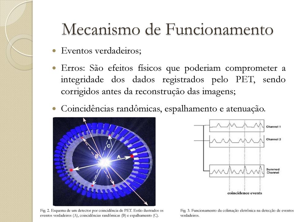 espalhamento e atenuação. colimação eletrônica ômicas (B); eriam idade dos PET são onstrução Fig. 2. Esquema de um detector por coincidência de PET.