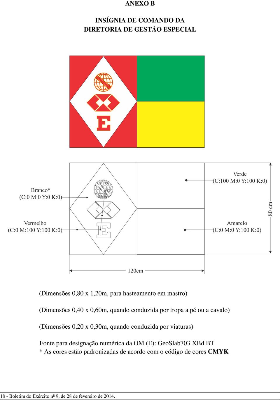 quando conduzida por viaturas) Fonte para designação numérica da OM (E): GeoSlab703 XBd BT * As cores