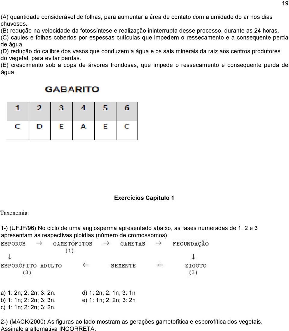 (C) caules e folhas cobertos por espessas cutículas que impedem o ressecamento e a consequente perda de água.