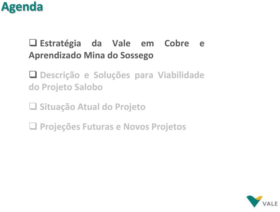 Soluções para Viabilidade do Projeto Salobo