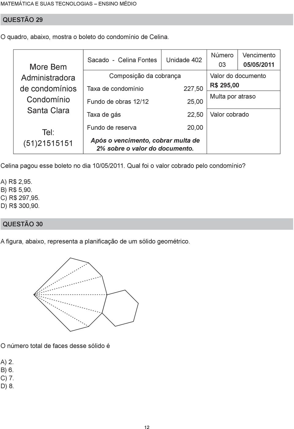 5, Taa de gás,5 Fundo de reserva, Após o vencimento, cobrar multa de % sobre o valor do documento.