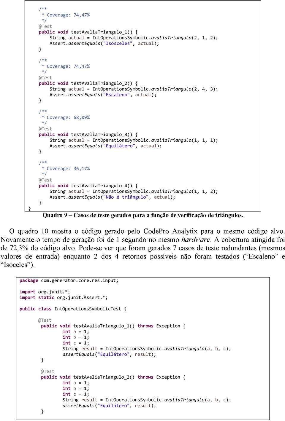 assertEquals("Escaleno", actual); /** * Coverage: 68,09% */ public void testavaliatriangulo_3() { String actual = IntOperationsSymbolic.avaliaTriangulo(1, 1, 1); Assert.