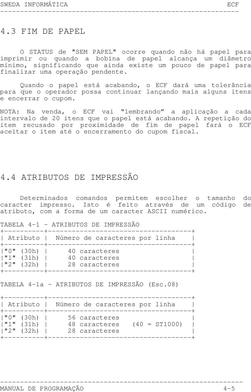 NOTA: Na venda, o vai lembrando a aplicação a cada intervalo de 20 itens que o papel está acabando.