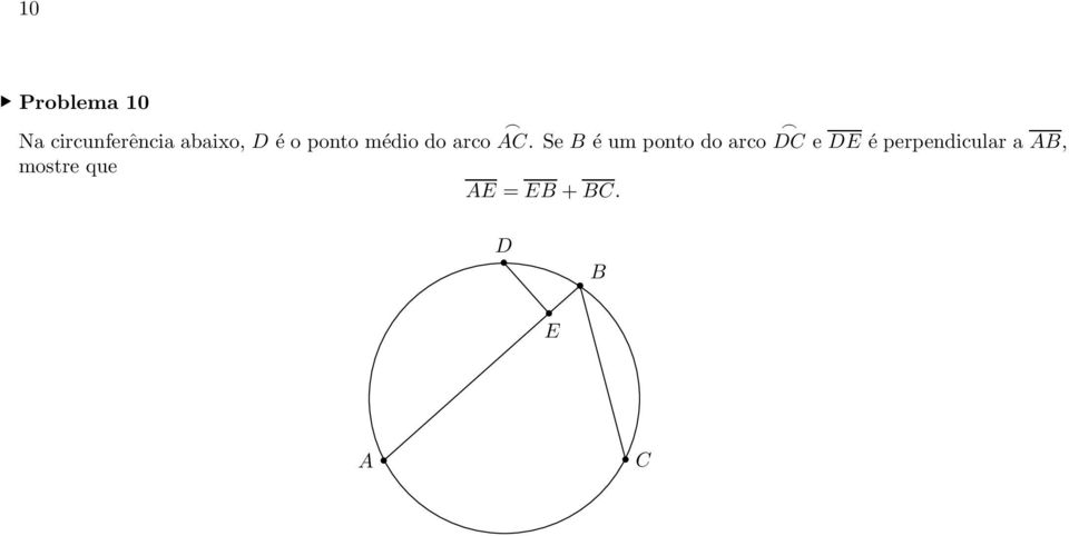 Se B é um ponto do arco DC e DE é