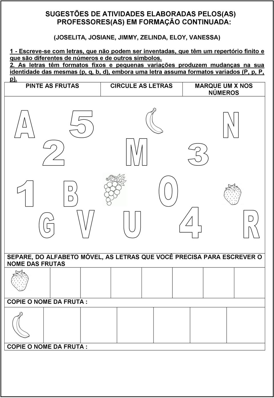 As letras têm formatos fixos e pequenas variações produzem mudanças na sua identidade das mesmas (p, q, b, d), embora uma letra assuma formatos variados (P, p,