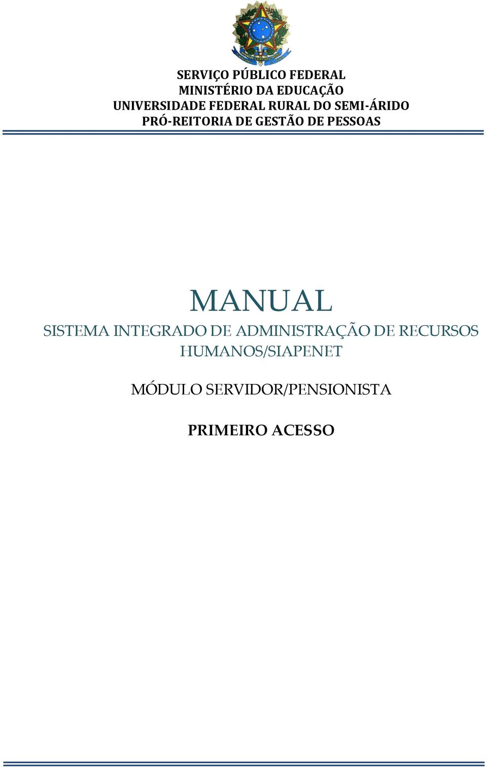 GESTÃO DE PESSOAS MANUAL SISTEMA INTEGRADO DE