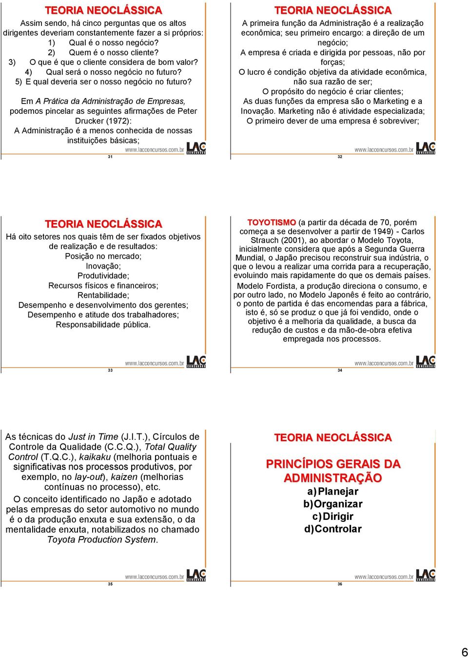 Em A Prática da Administração de Empresas, podemos pincelar as seguintes afirmações de Peter Drucker (1972): A Administração é a menos conhecida de nossas instituições básicas; TEORIA NEOCLÁSSICA A