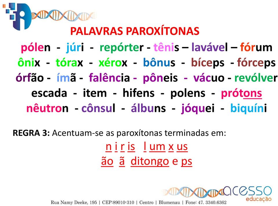 escada - item - hifens - polens - prótons nêutron - cônsul - álbuns - jóquei -