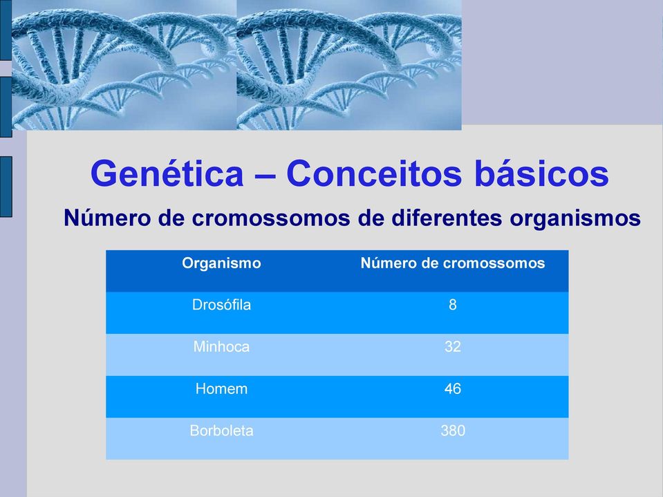 Organismo Número de cromossomos