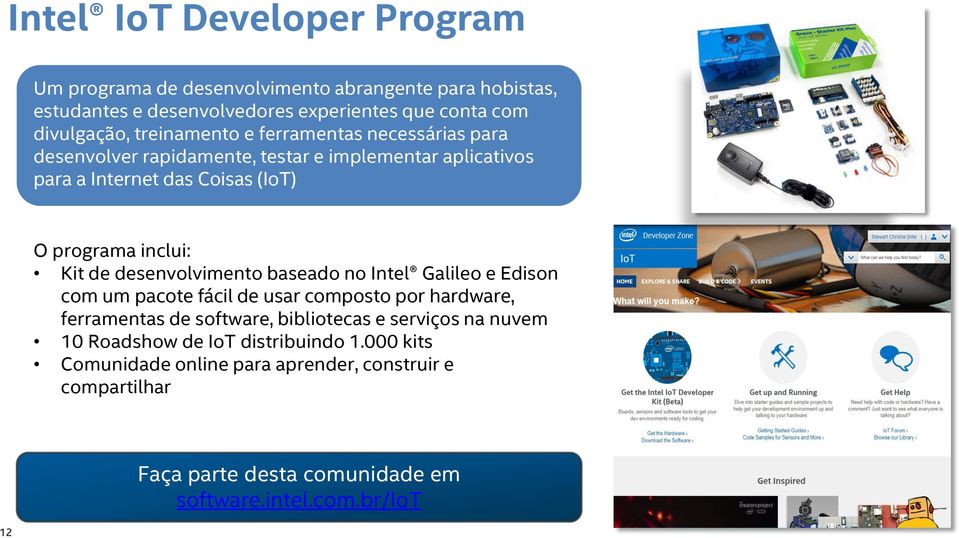 de desenvolvimento baseado no Intel Galileo e Edison com um pacote fácil de usar composto por hardware, ferramentas de software, bibliotecas e serviços na