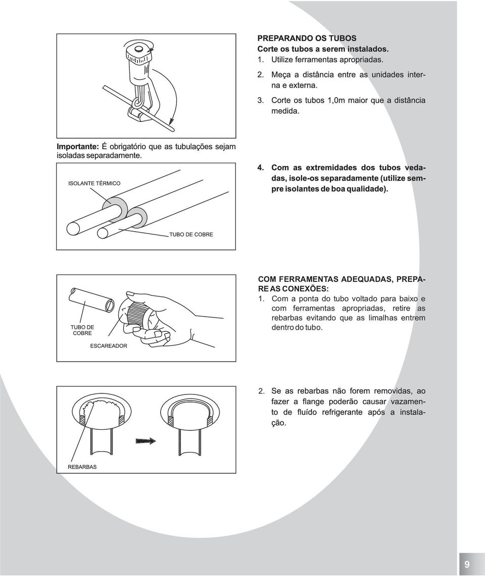 Com a ponta do tubo voltado para baixo e com