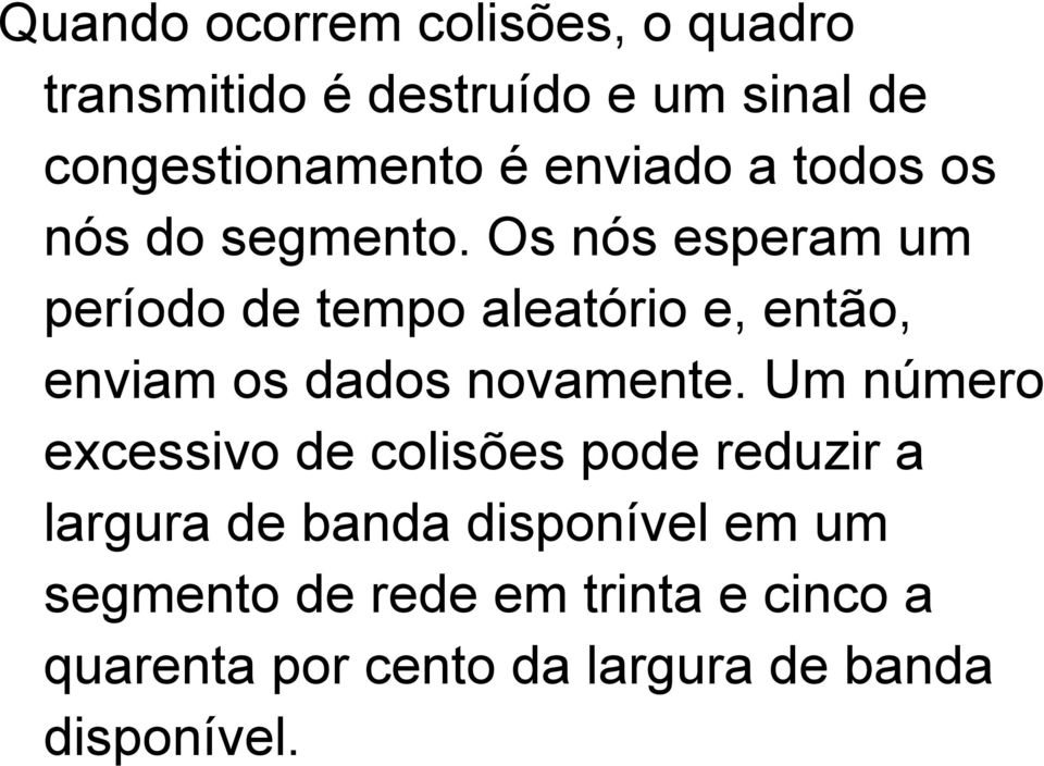 Os nós esperam um período de tempo aleatório e, então, enviam os dados novamente.