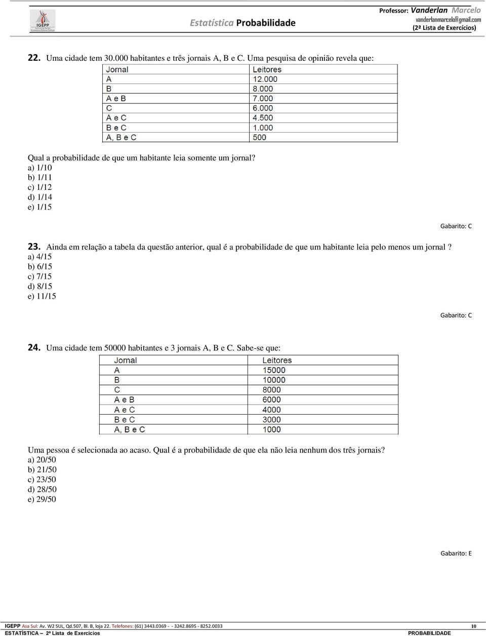 Ainda em relação a tabela da questão anterior, qual é a probabilidade de que um habitante leia pelo menos um jornal?