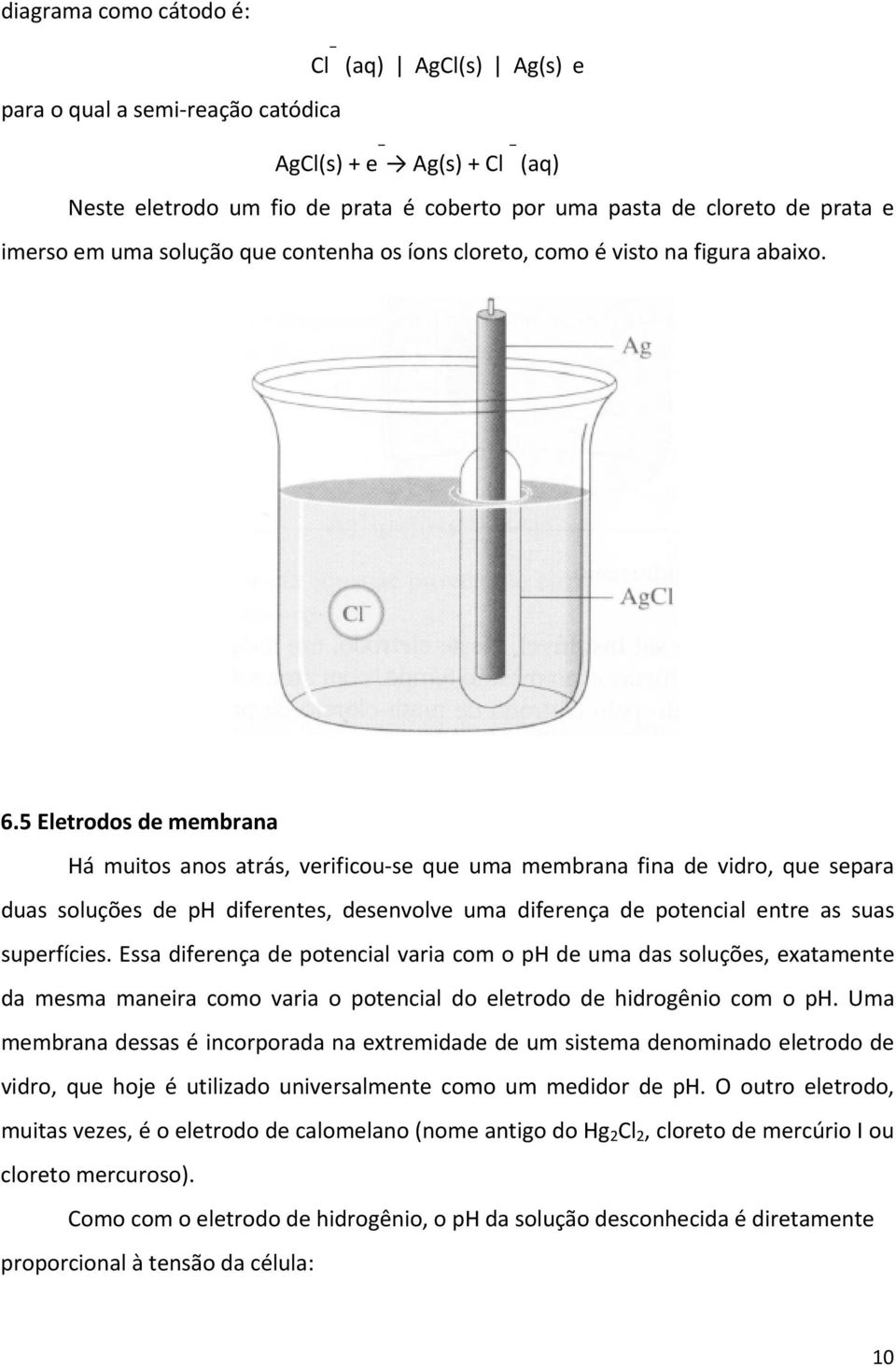 5 Eletrodos de membrana Há muitos anos atrás, verificou se que uma membrana fina de vidro, que separa duas soluções de ph diferentes, desenvolve uma diferença de potencial entre as suas superfícies.