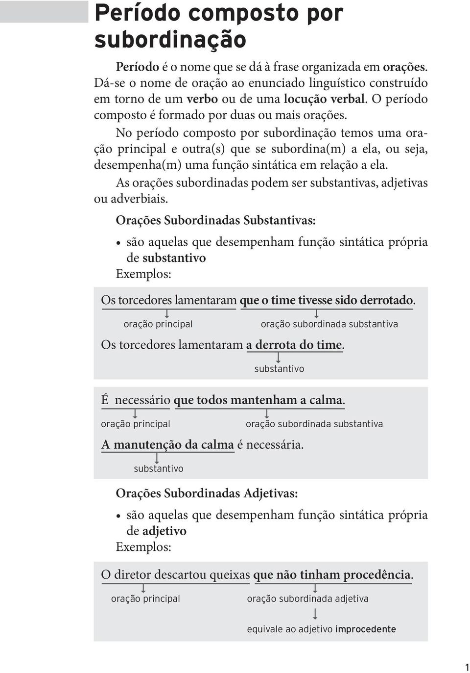 No período composto por subordinação temos uma oração principal e outra(s) que se subordina(m) a ela, ou seja, desempenha(m) uma função sintática em relação a ela.