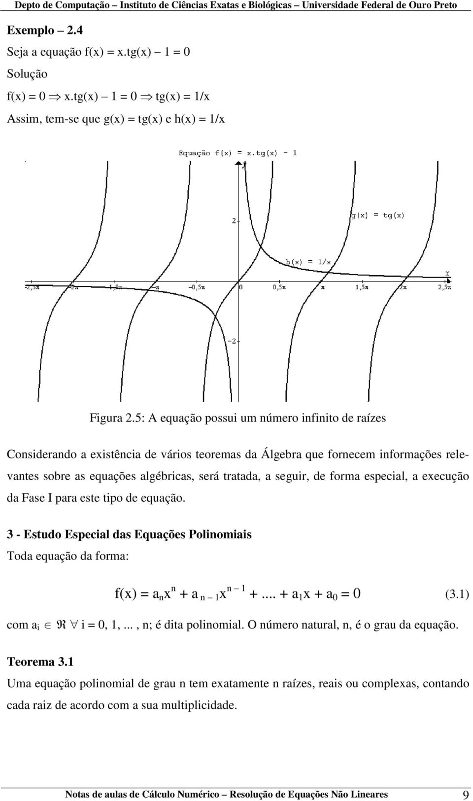 forma especial, a execução da Fase I para este tipo de equação. 3 - Estudo Especial das Equações Polinomiais Toda equação da forma: f(x) = a n x n + a n 1x n 1 +... + a 1 x + a 0 = 0 (3.