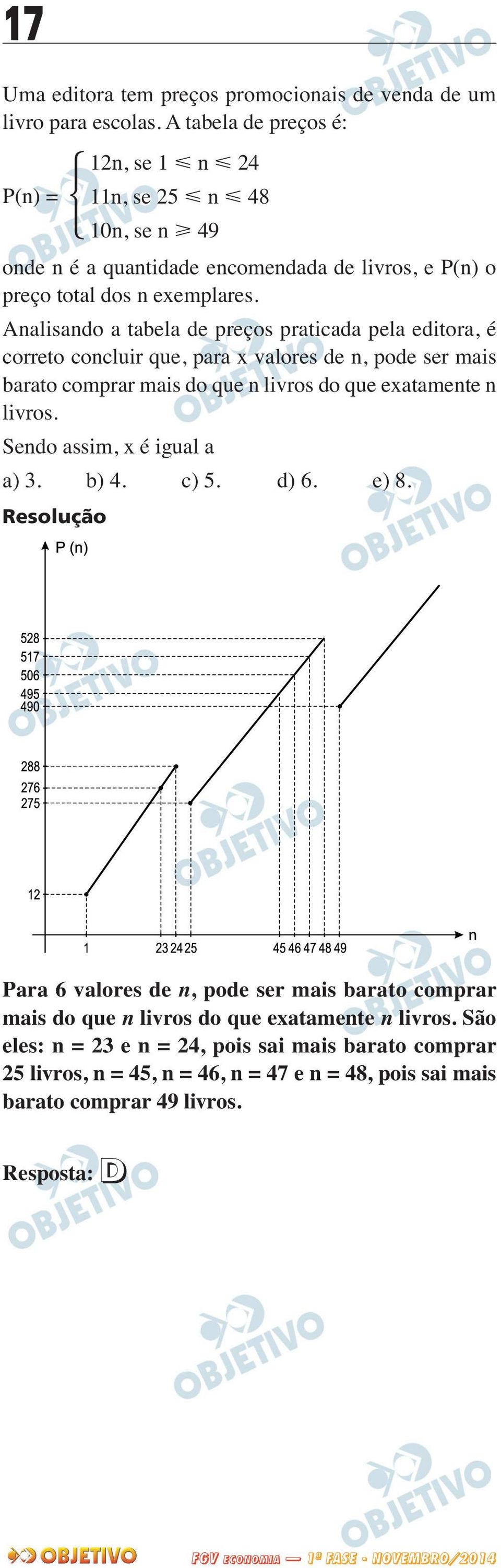 Sendo assim, x é igual a a) 3. b) 4. c) 5. d) 6. e) 8.