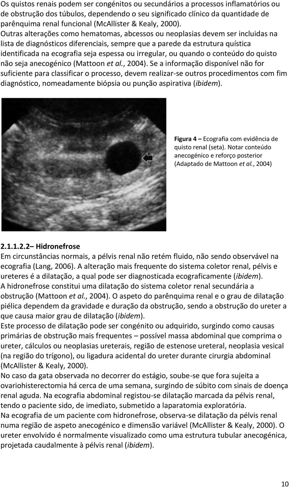 Outras alterações como hematomas, abcessos ou neoplasias devem ser incluidas na lista de diagnósticos diferenciais, sempre que a parede da estrutura quística identificada na ecografia seja espessa ou