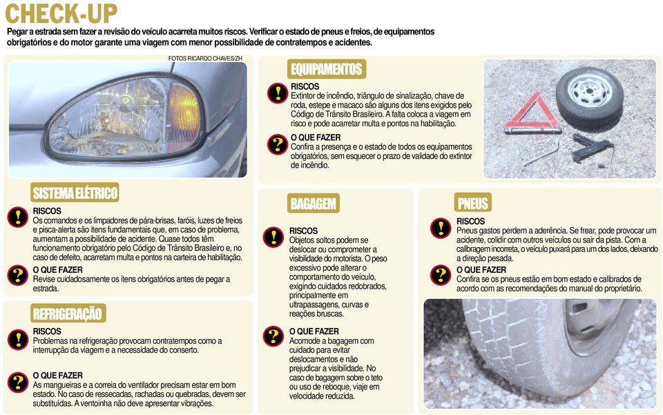 ? RIOS Extintor de incêndio, triângulo de sinalização, chave de roda, estepe e macaco são alguns dos itens exigidos pelo Código de Trânsito Brasileiro.