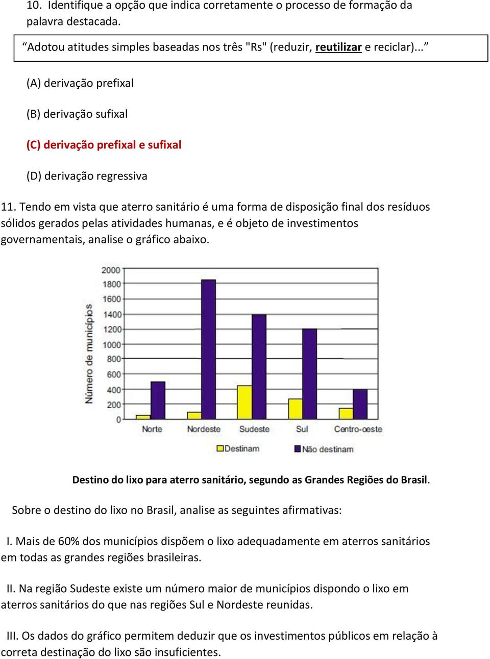 Tendo em vista que aterro sanitário é uma forma de disposição final dos resíduos sólidos gerados pelas atividades humanas, e é objeto de investimentos governamentais, analise o gráfico abaixo.