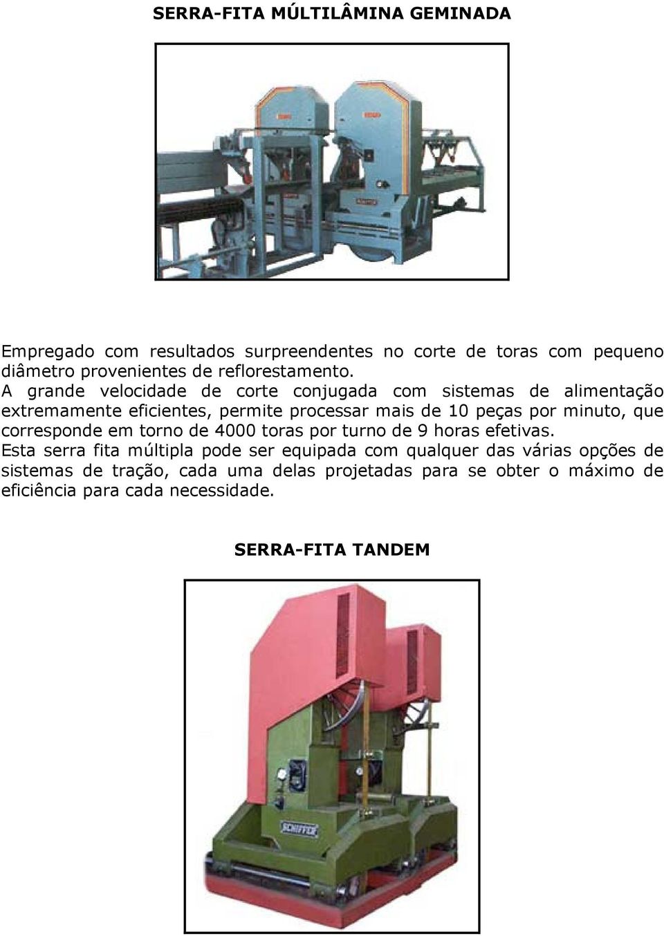 A grande velocidade de corte conjugada com sistemas de alimentação extremamente eficientes, permite processar mais de 10 peças por minuto,