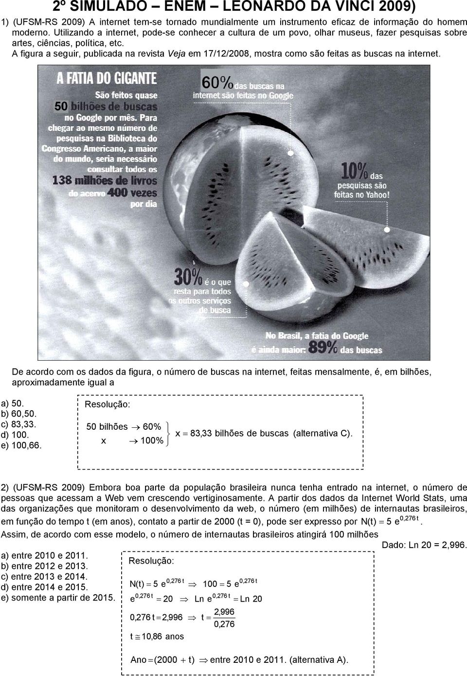 A figura a seguir, publicada na revista Veja em 17/1/008, mostra como são feitas as buscas na internet.