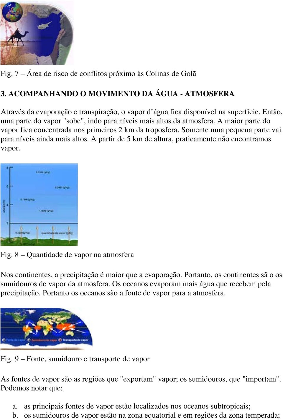 Somente uma pequena parte vai para níveis ainda mais altos. A partir de 5 km de altura, praticamente não encontramos vapor. Fig.