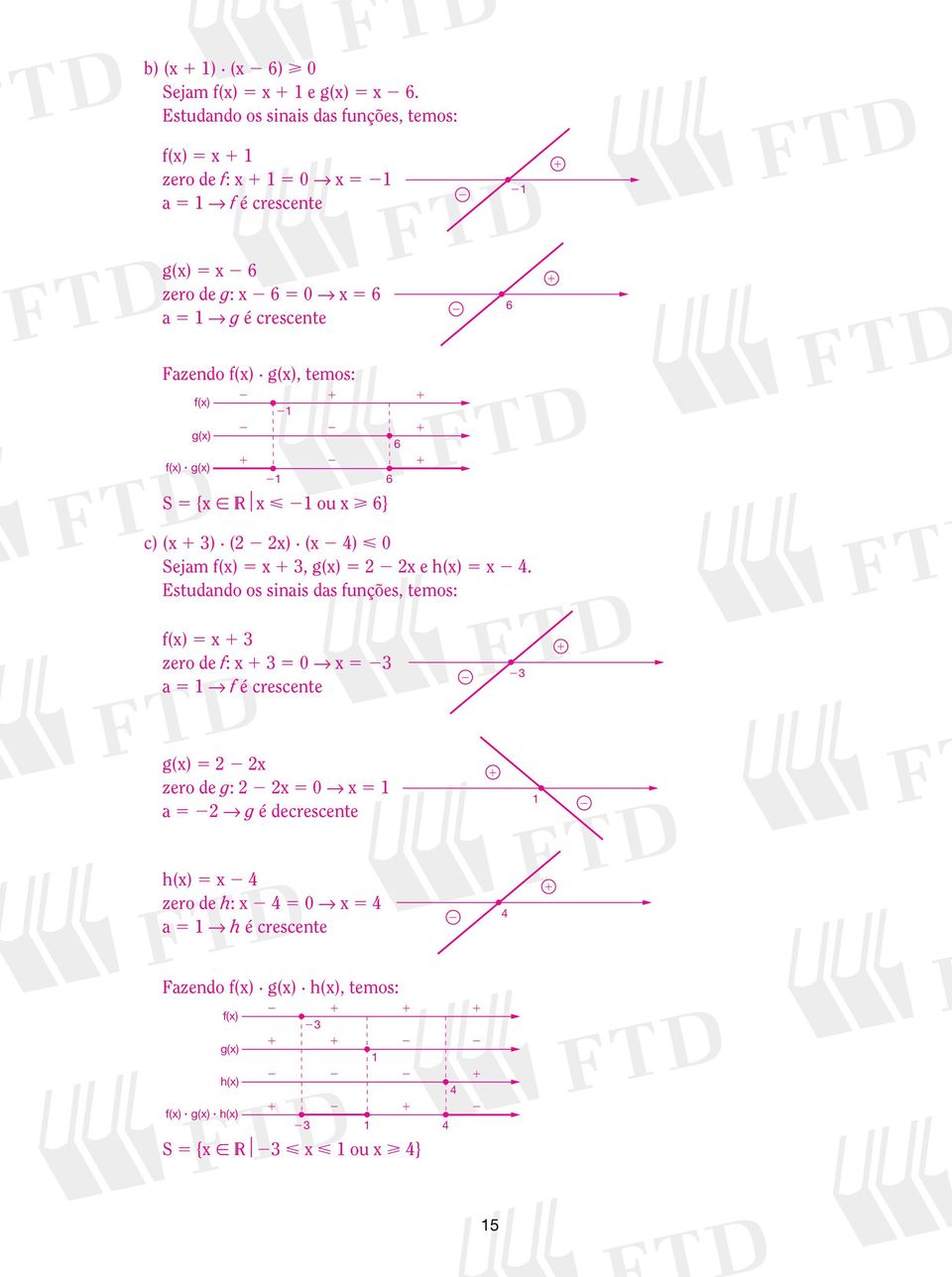 Fazendo f() g(), temos: f() g() 6 f() g() 6 S 5 { V < ou > 6} c) ( ) ( ) ( ) < Sejam f() 5, g() 5 e h() 5.