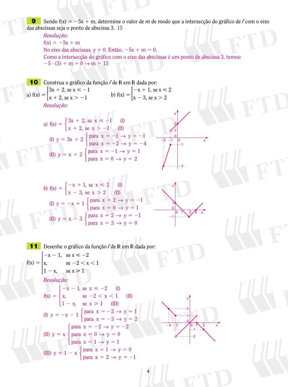 Como a intersecção do gráfico com o eio das abscissas é um ponto de abscissa, temos: 5 () m 5 m 5 5 Construa o gráfico da função f de V em V dada por: a) f() 5, se, se b)