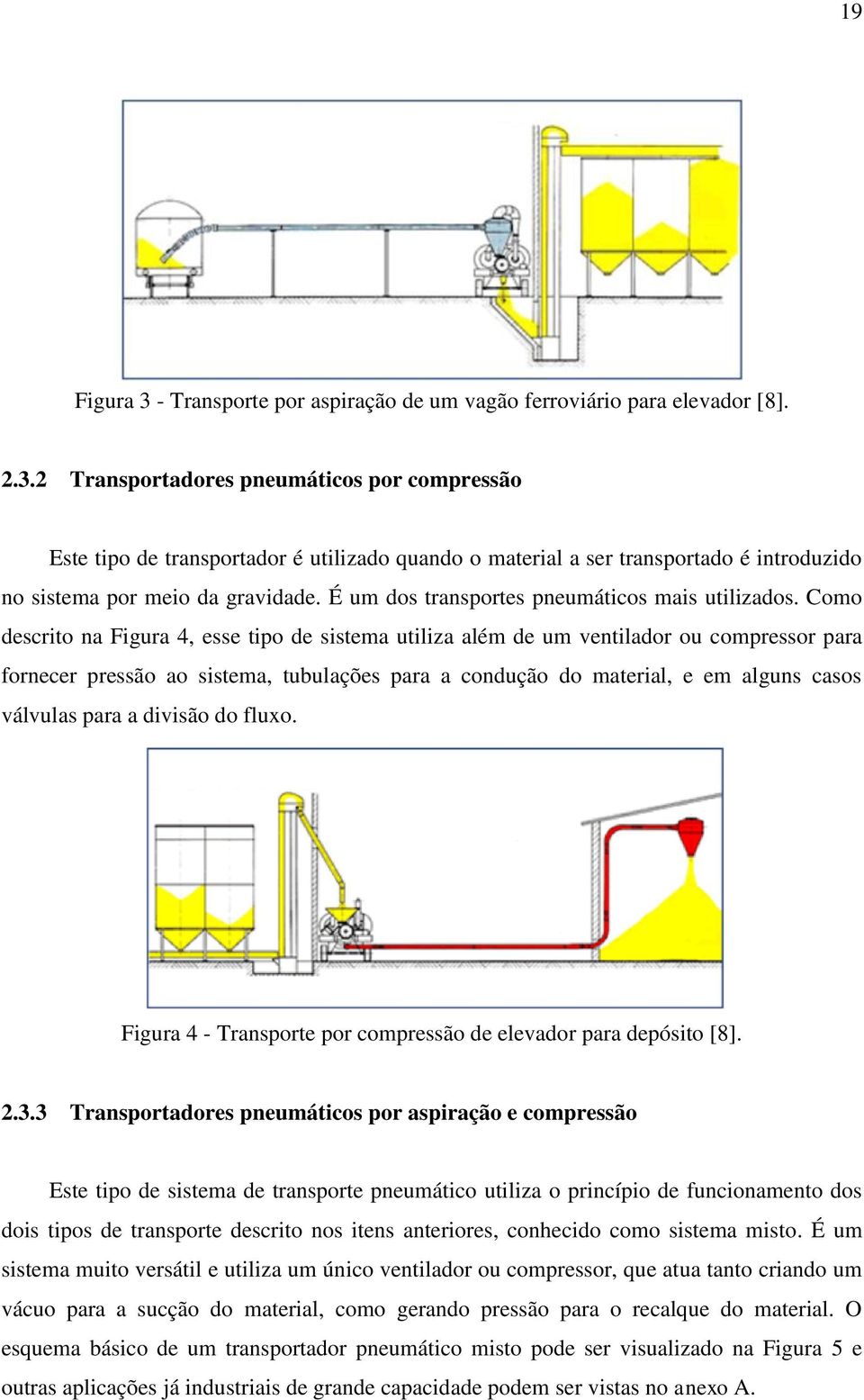 Como descrito na Figura 4, esse tipo de sistema utiliza além de um ventilador ou compressor para fornecer pressão ao sistema, tubulações para a condução do material, e em alguns casos válvulas para a