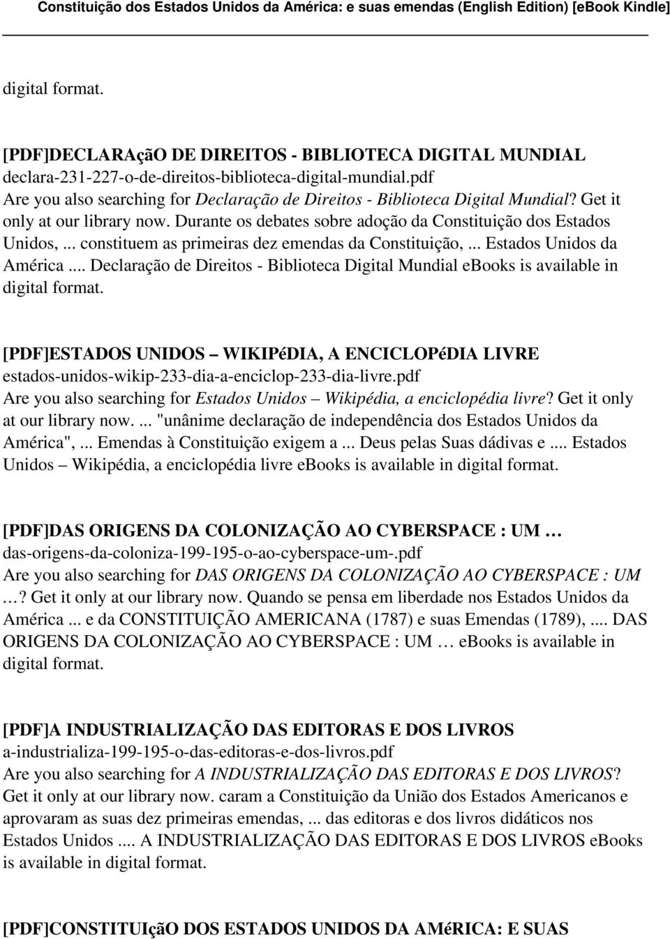 .. Declaração de Direitos - Biblioteca Digital Mundial ebooks is available in [PDF]ESTADOS UNIDOS WIKIPéDIA, A ENCICLOPéDIA LIVRE estados-unidos-wikip-233-dia-a-enciclop-233-dia-livre.