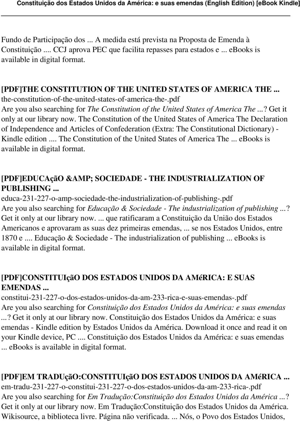 pdf Are you also searching for The Constitution of the United States of America The...? Get it only at our library now.