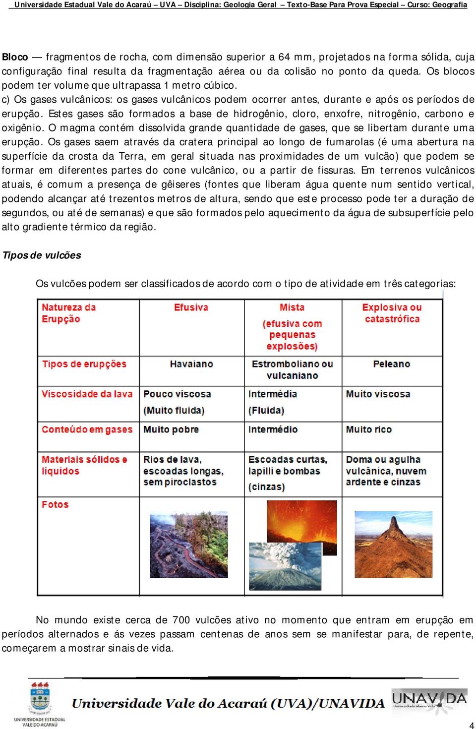 Estes gases são formados a base de hidrogênio, cloro, enxofre, nitrogênio, carbono e oxigênio. O magma contém dissolvida grande quantidade de gases, que se libertam durante uma erupção.