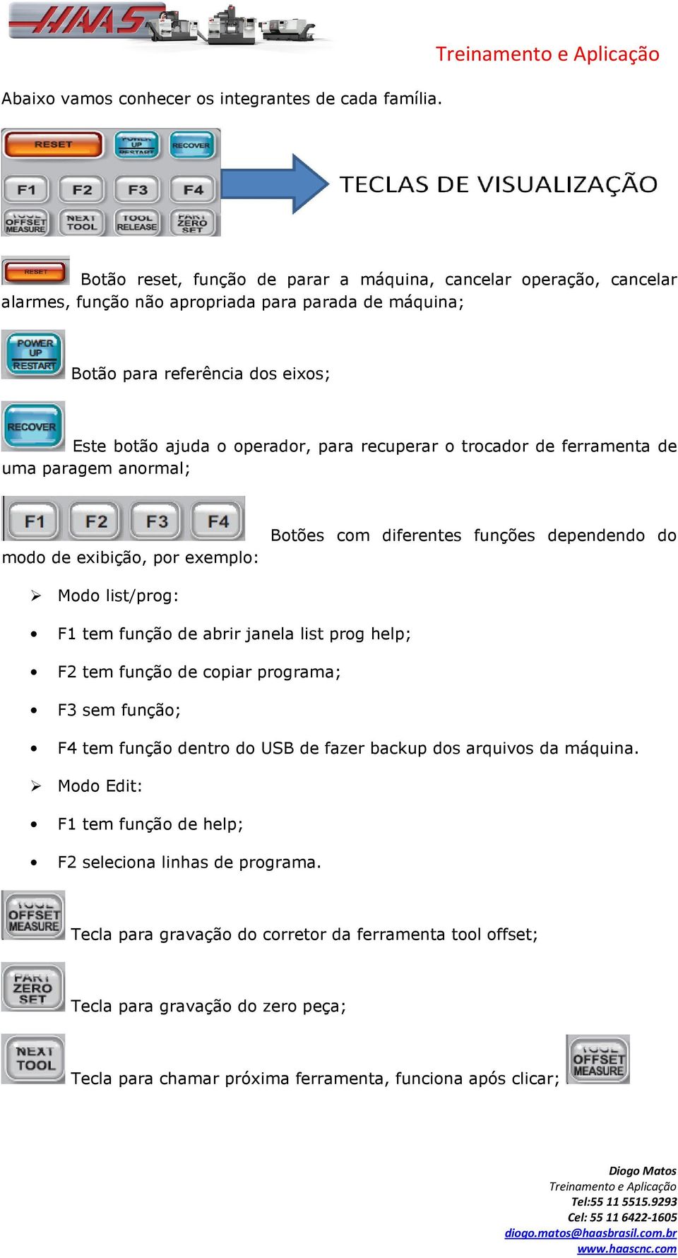 recuperar o trocador de ferramenta de uma paragem anormal; modo de exibição, por exemplo: Botões com diferentes funções dependendo do Modo list/prog: F1 tem função de abrir janela list prog