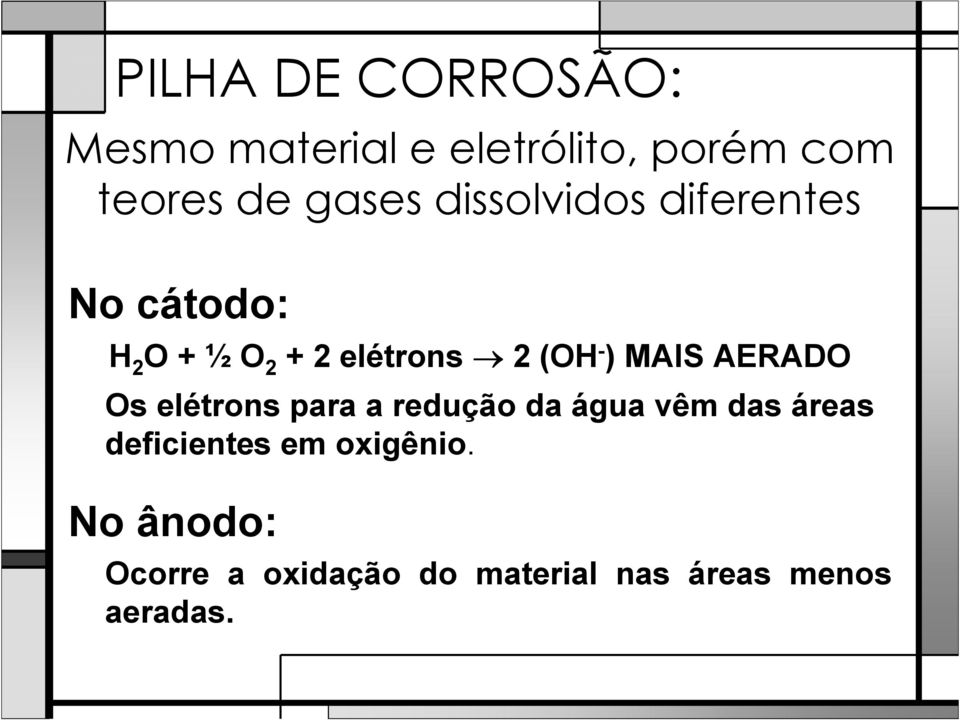 MAIS AERADO Os elétrons para a redução da água vêm das áreas deficientes