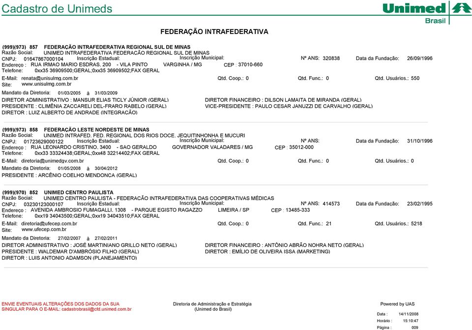 : 0 Qtd. Usuários.: 550 Site: www.unisulmg.com.