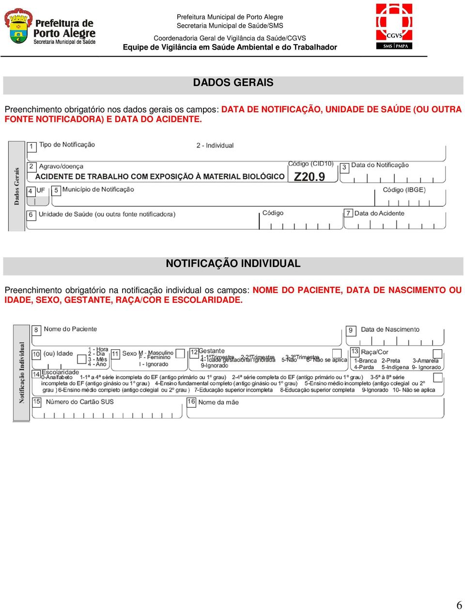 NOTIFICAÇÃO, UNIDADE DE SAÚDE (OU OUTRA FONTE NOTIFICADORA) E DATA DO ACIDENTE.