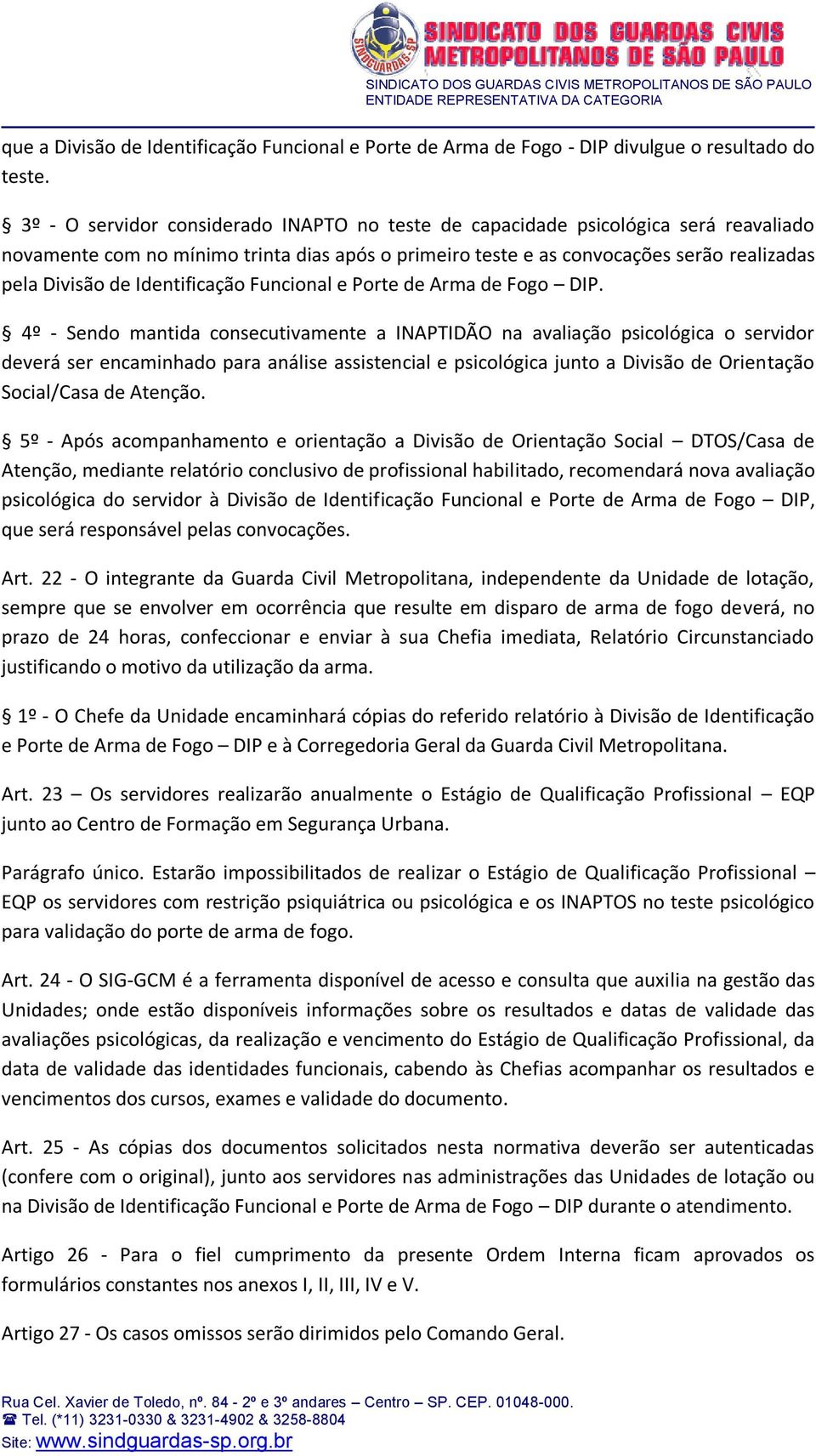 Identificação Funcional e Porte de Arma de Fogo DIP.