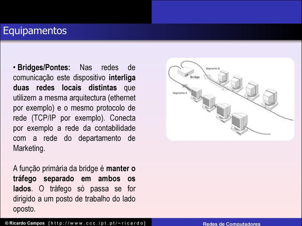 Conecta por exemplo a rede da contabilidade com a rede do departamento de Marketing.