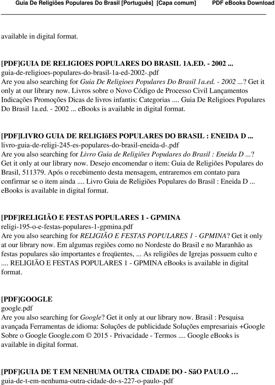 .. ebooks is [PDF]LIVRO GUIA DE RELIGIõES POPULARES DO BRASIL : ENEIDA D... livro-guia-de-religi-245-es-populares-do-brasil-eneida-d-.