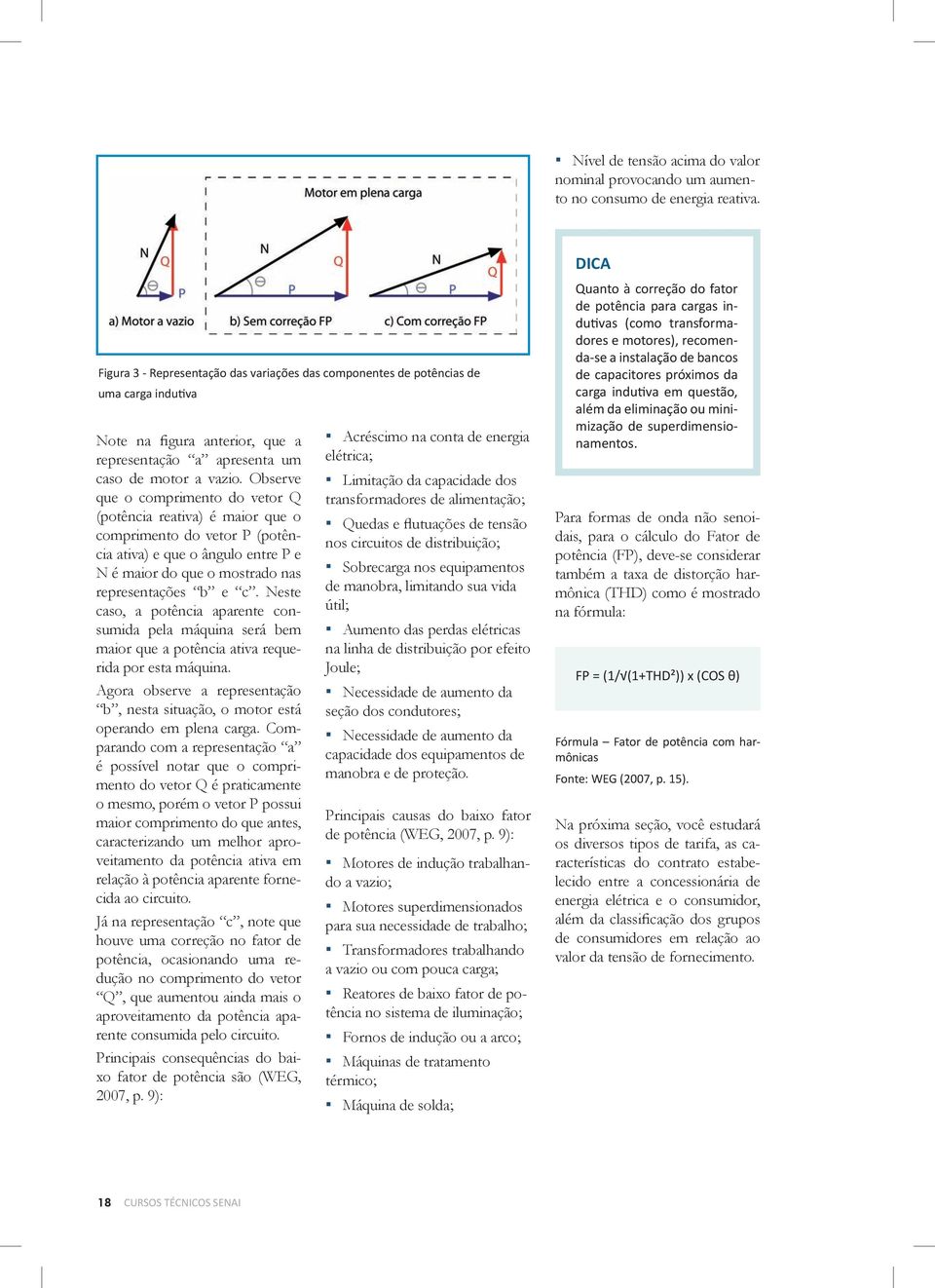 Observe que o comprimento do vetor Q (potência reativa) é maior que o comprimento do vetor P (potência ativa) e que o ângulo entre P e N é maior do que o mostrado nas representações b e c.