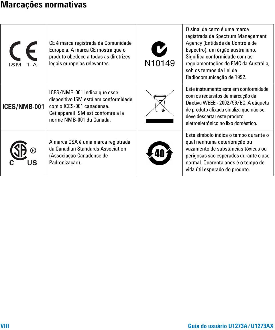 A marca CSA é uma marca registrada da Canadian Standards Association (Associação Canadense de Padronização).