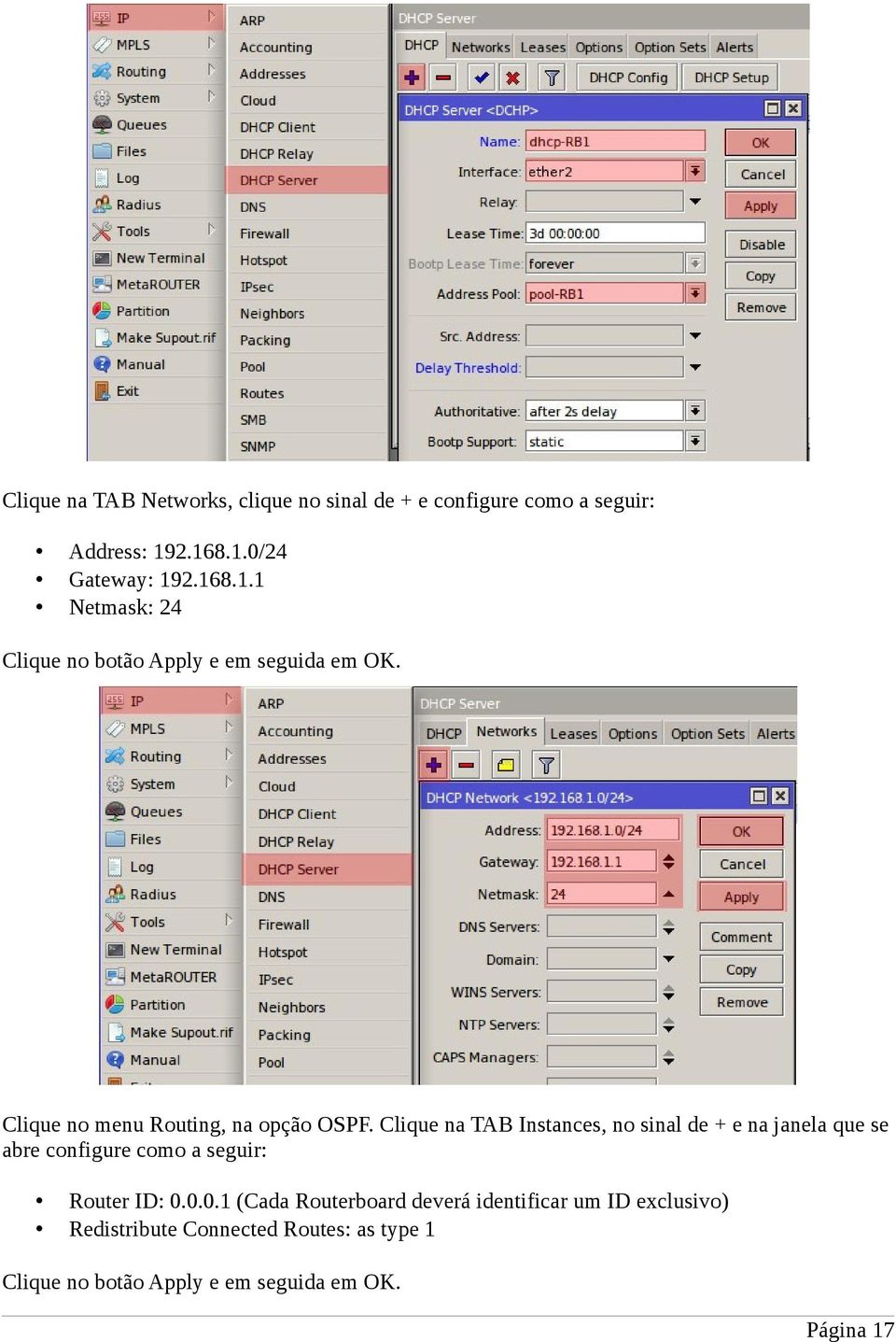 Clique no menu Routing, na opção OSPF.