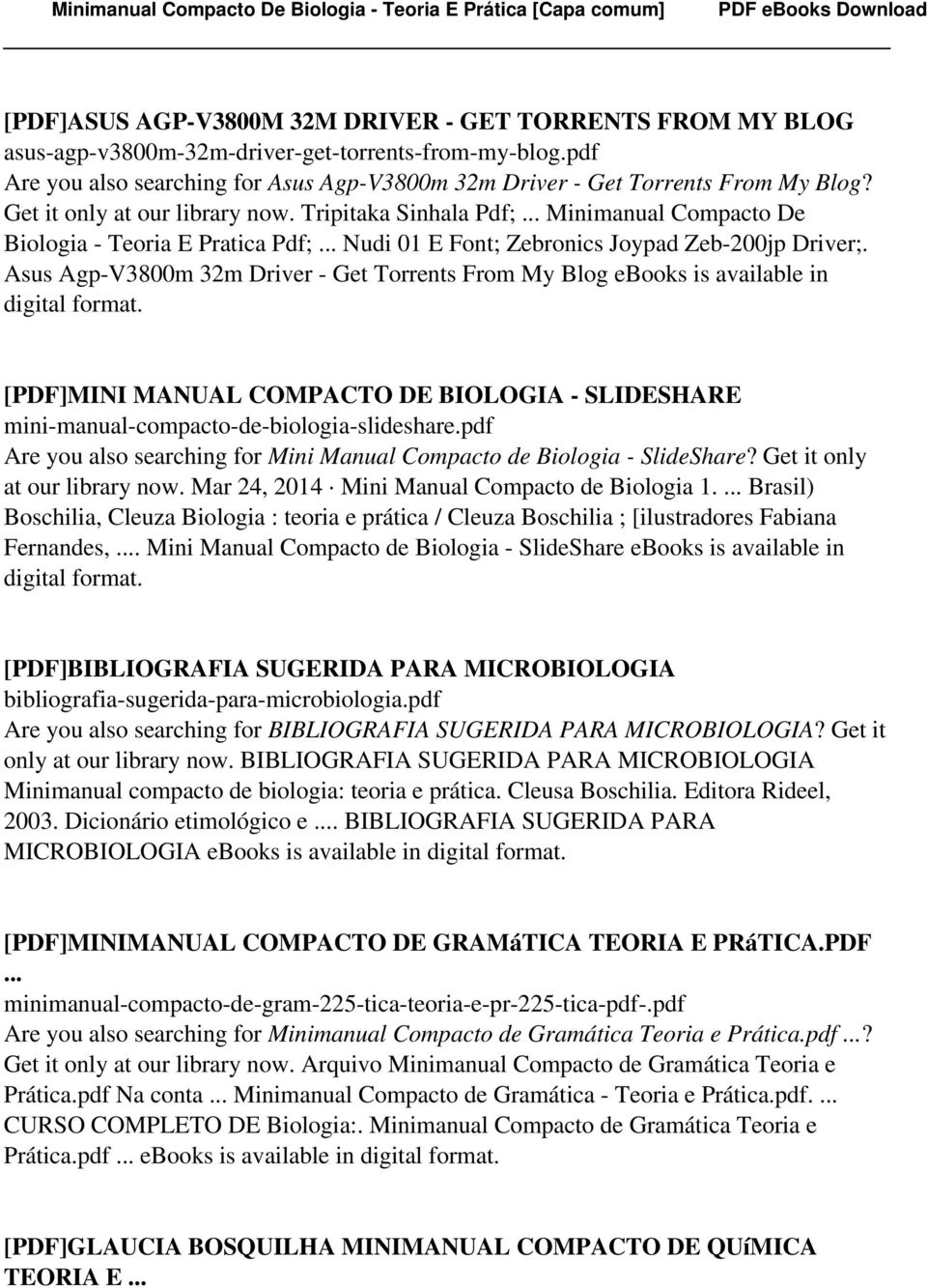 Asus Agp-V3800m 32m Driver - Get Torrents From My Blog ebooks is available in digital format. [PDF]MINI MANUAL COMPACTO DE BIOLOGIA - SLIDESHARE mini-manual-compacto-de-biologia-slideshare.