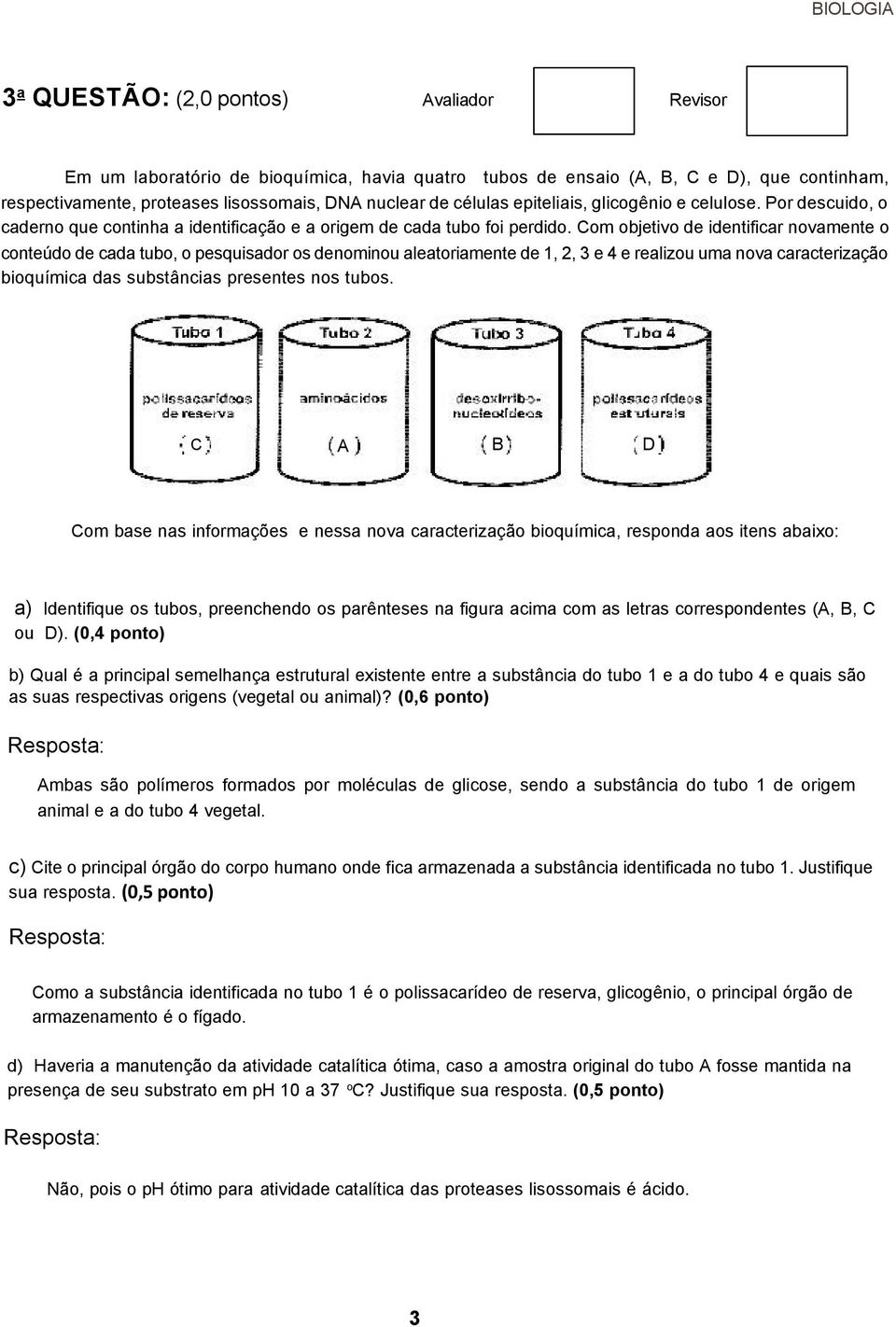 Com objetivo de identificar novamente o conteúdo de cada tubo, o pesquisador os denominou aleatoriamente de 1, 2, 3 e 4 e realizou uma nova caracterização bioquímica das substâncias presentes nos