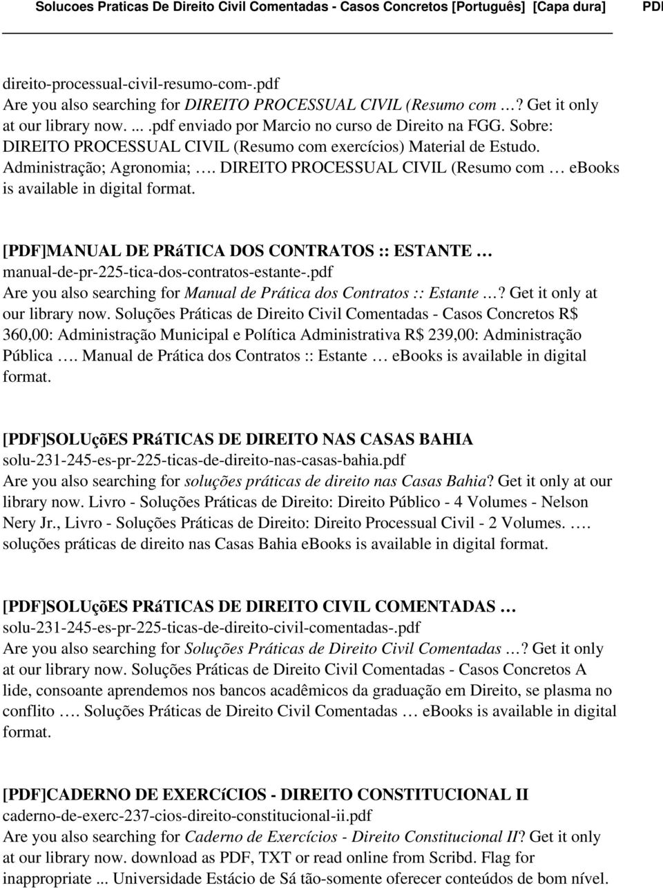 DIREITO PROCESSUAL CIVIL (Resumo com ebooks is available in digital [PDF]MANUAL DE PRáTICA DOS CONTRATOS :: ESTANTE manual-de-pr-225-tica-dos-contratos-estante-.