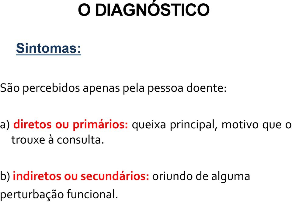 principal, motivo que o trouxe à consulta.